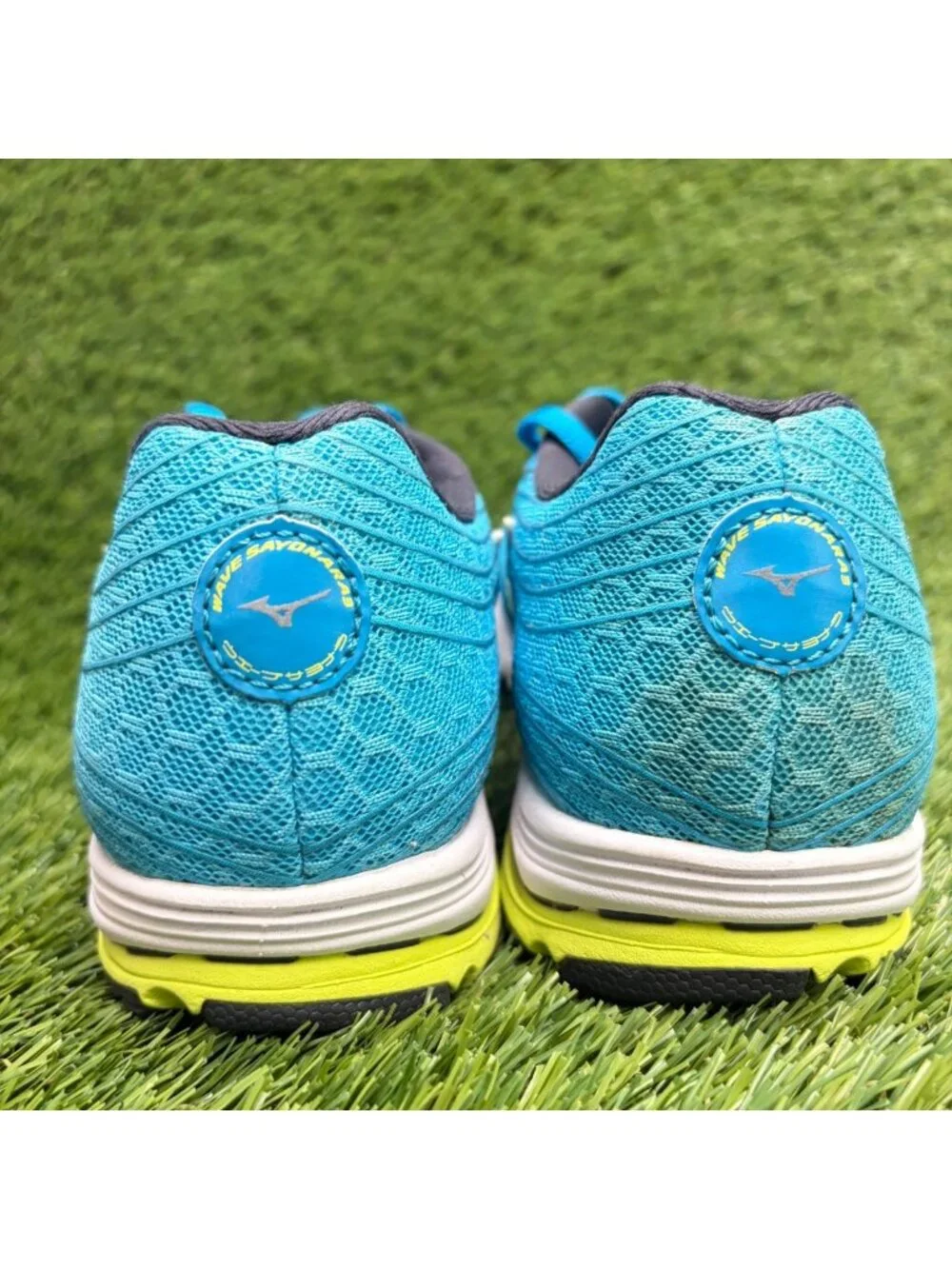 Mizuno Wave Sayonara 3 Womens Size 7 Blue Yellow Athletic Running Shoes Sneakers